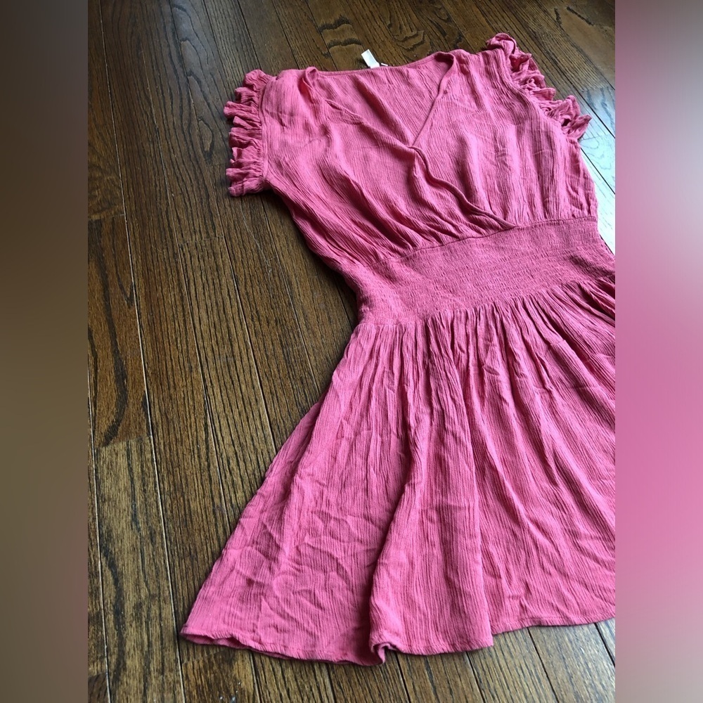 Elan Women’s M Rose Pink Short Lightweight Gauze Dress w/Smocked Waist - EUC! - Picture 4 of 11